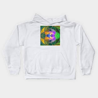 Mosaic Kaleidoscope Flower Yellow Green Pink and Blue Kids Hoodie